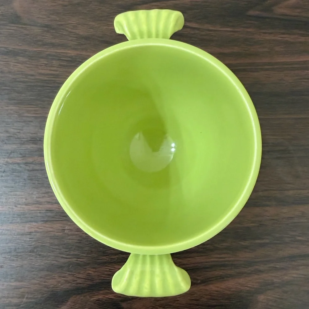 Vintage Fiesta Chartreuse Pedestal Compote Bowl w/ Handles HLC USA